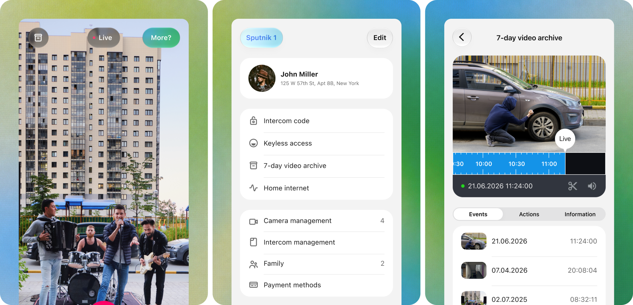 Sputnik mobile app screens